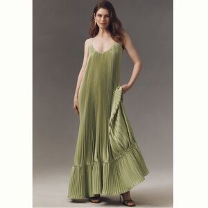 L’IDEE Marrakesh Pleated Dress Fresco Green Black Tie Gown Size 2 XS NWT NEW